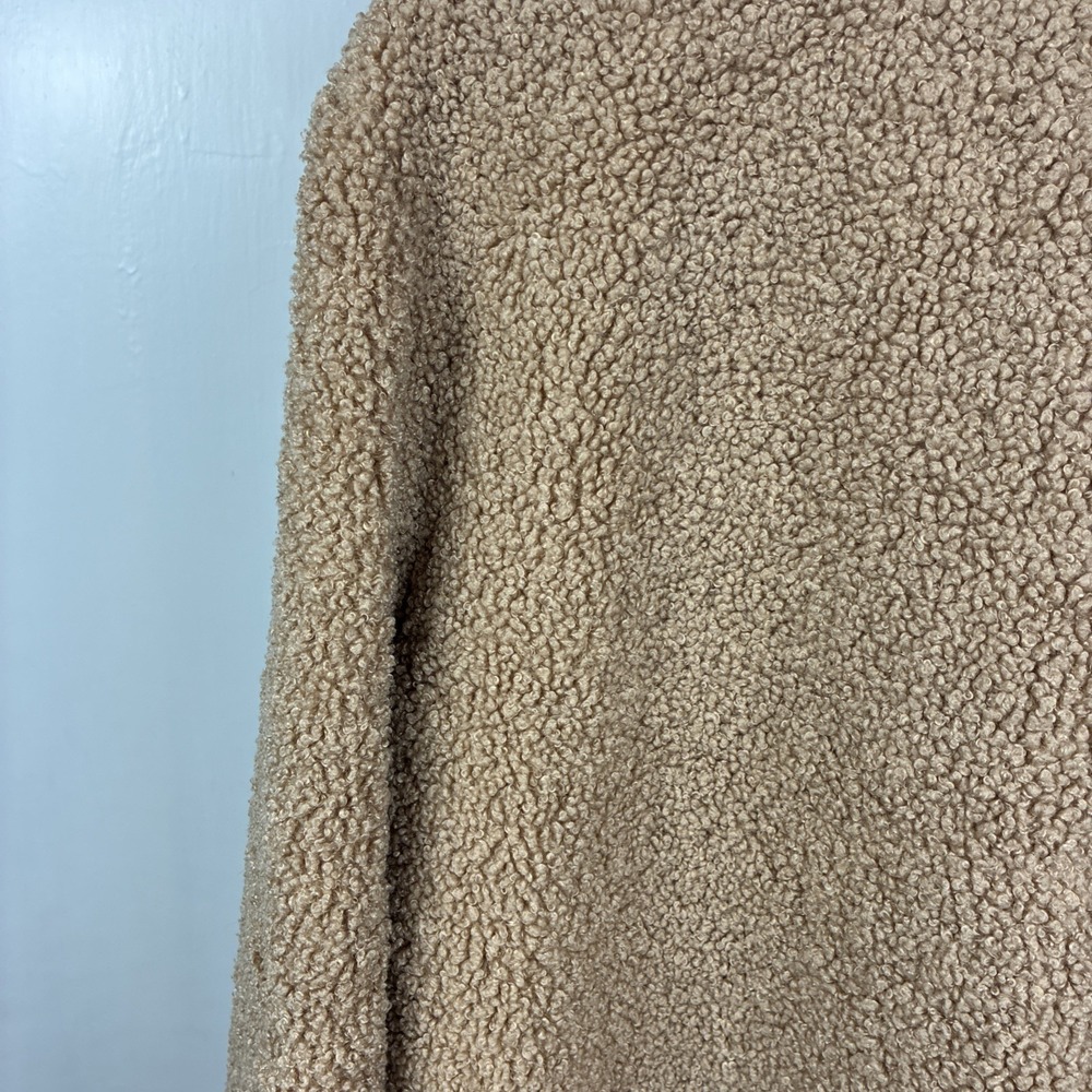 Sanctuary LA XL Women's Boucle Sherpa Jacket Camel Beige Snaps Pockets Classy - Picture 7 of 10